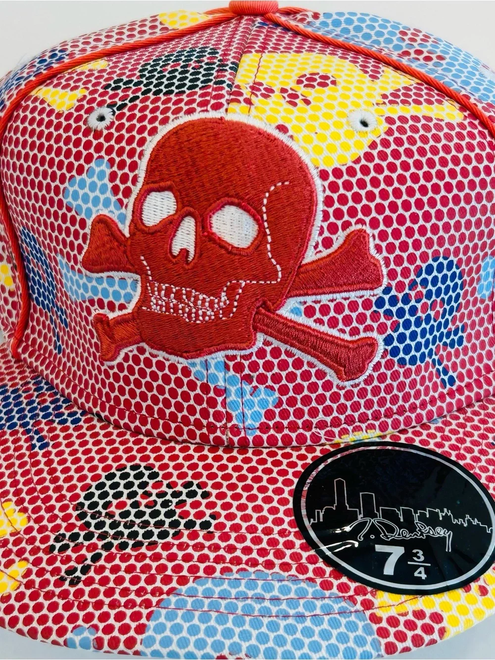 Y2K J Dempsey Streetwear Skull & Crossbones Cap Hat Fitted 7 3/4 New Rare
